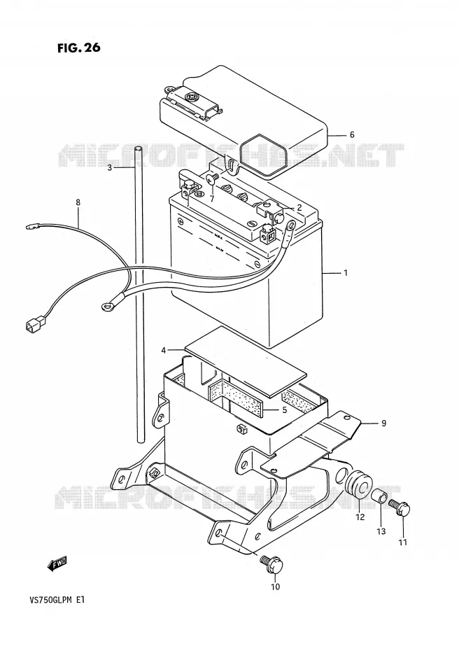 BATTERIE (MODELE F) Suzuki MOTO 750 INTRUDER 1987  VS750GLFH(E1)