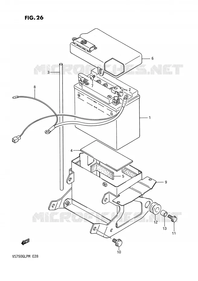 BATTERIE (MODELE F,MODELE G ~F.NO.2100209) Suzuki MOTO 750 INTRUDER 1990  VS750GLPL(E28)