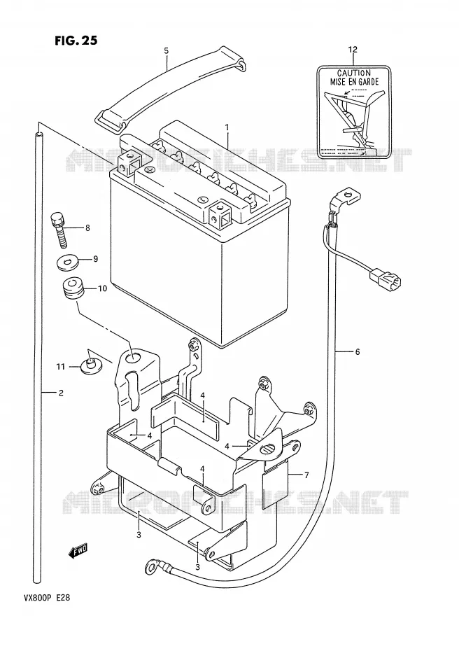 BATTERIE Suzuki MOTO 800 VX 1991  VX800M(E28)
