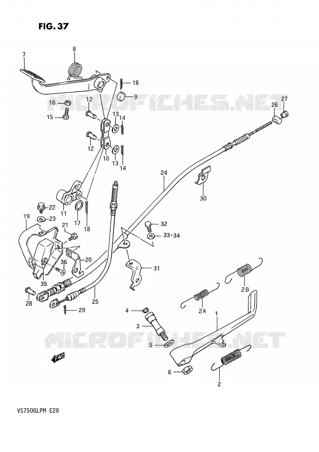 BEQUILLE LATERALE - PEDALE DE FREIN ARRIERE (MODEL G,F.NO.100210~,MODEL H/J/K/L/M) Suzuki MOTO 750 INTRUDER 1989  VS750GLPK(E28)