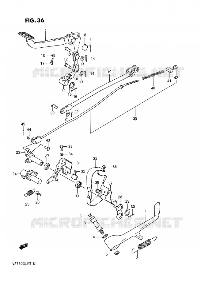 BEQUILLE LATERALE - PEDALE DE FREIN ARRIERE (MODELE F) Suzuki MOTO 750 INTRUDER 1989  VS750GLFK(E1)