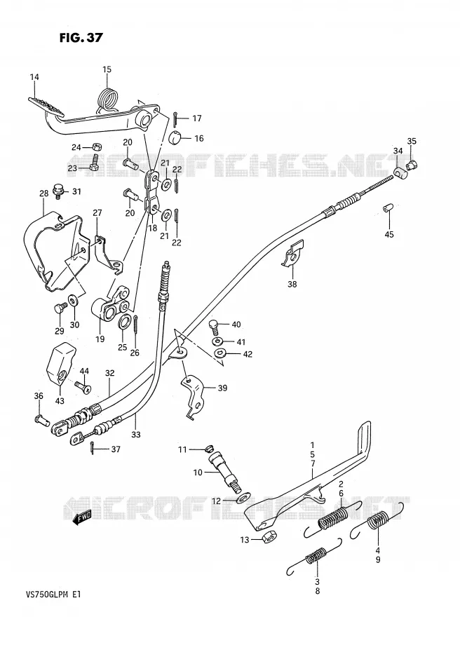 BEQUILLE LATERALE - PEDALE DE FREIN ARRIERE (MODELE G/H/J/K/L/M) Suzuki MOTO 750 INTRUDER 1986  VS750GLPG(E1)