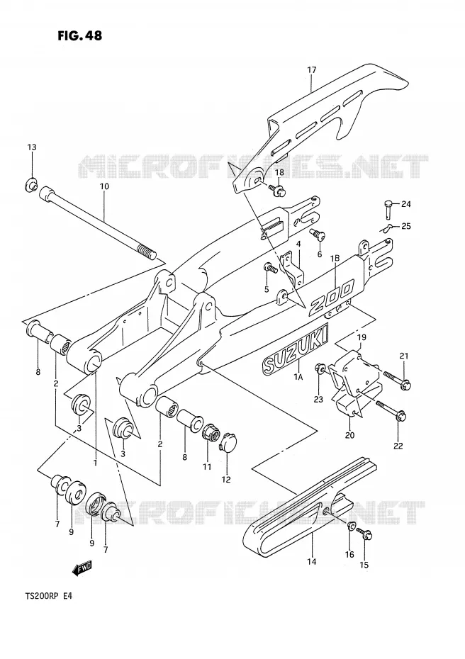 BRAS OSCILLANT ARRIERE (E2,E4) Suzuki MOTO 200 TS-R 1993  TS200RP(E4)