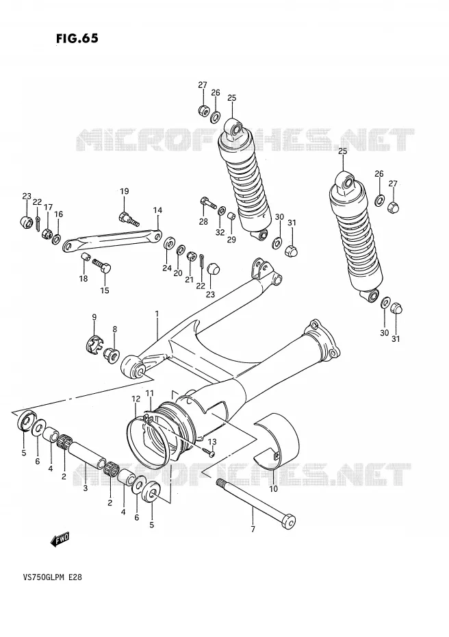 BRAS OSCILLANT ARRIERE (MODELE G F.NO.100110~) Suzuki MOTO 750 INTRUDER 1991  VS750GLPM(E28)
