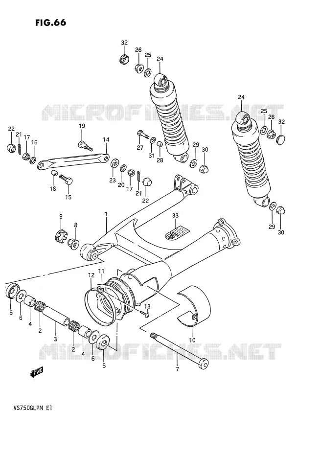 BRAS OSCILLANT ARRIERE (MODELE H/J/K/L/M) Suzuki MOTO 750 INTRUDER 1988  VS750GLPJ(E1)