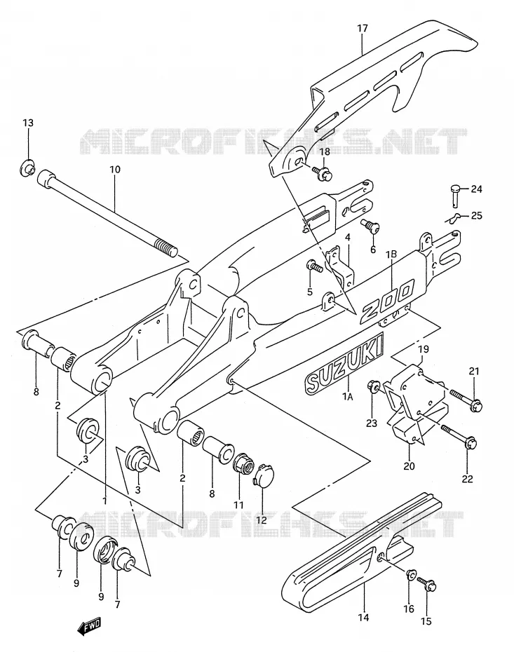 BRAS OSCILLANT ARRIERE Suzuki MOTO 200 TS-R 1993  TS200RP(E28)