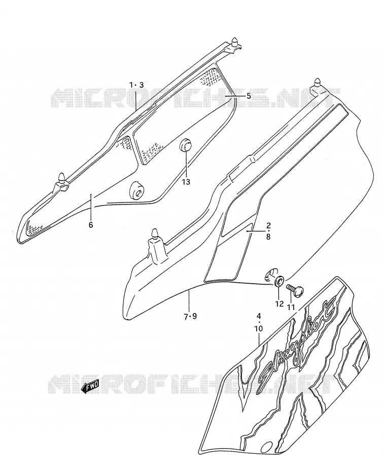 CARENAGES ARRIERE  (MODELE M/N) Suzuki MOTO 200 TS-R 1993  TS200RP(E28)