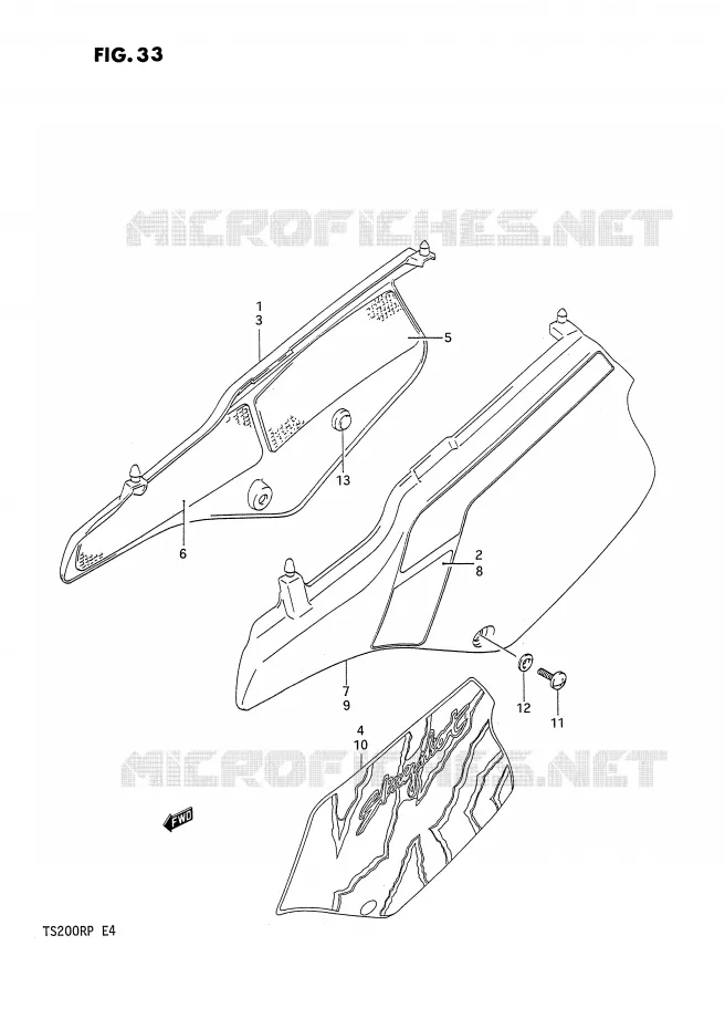 CARENAGES ARRIERE  (MODELE M/N) Suzuki MOTO 200 TS-R 1993  TS200RP(E4)
