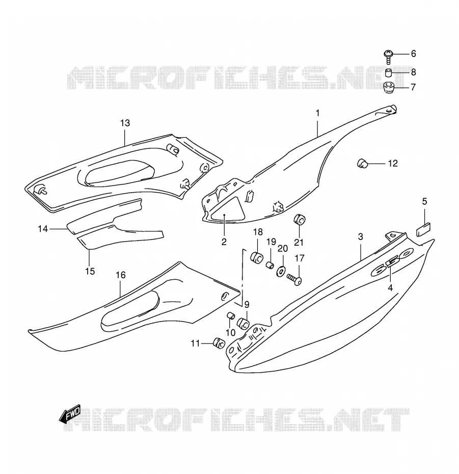 CARENAGES ARRIERE  (MODELE V) Suzuki MOTO 650 FREEWIND 2000  XF650Y(E2)