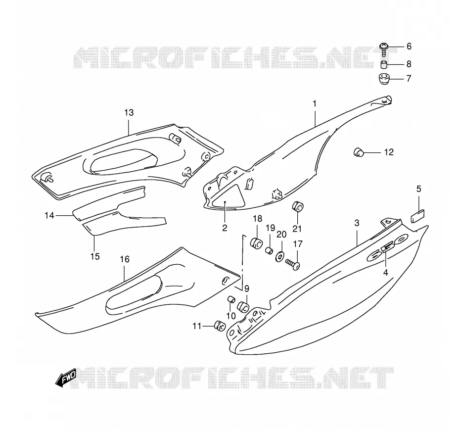 CARENAGES ARRIERE  (MODELE W) Suzuki MOTO 650 FREEWIND 1999  XF650UX(E2)