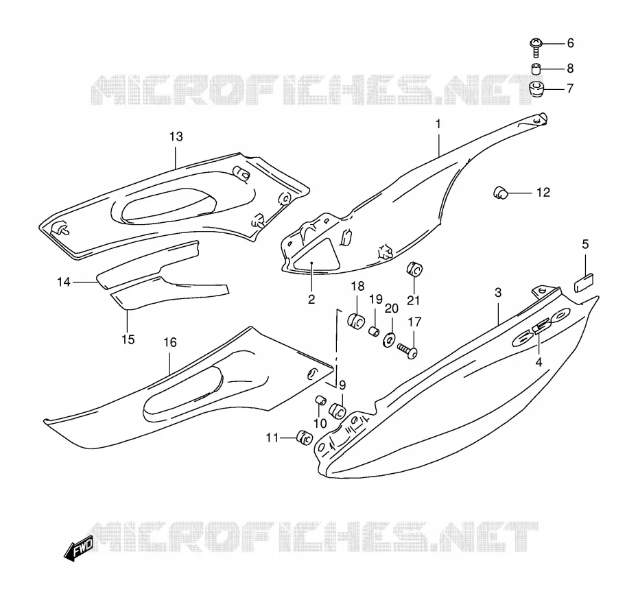 CARENAGES ARRIERE  (MODELE X) Suzuki MOTO 650 FREEWIND 1999  XF650UX(E2)