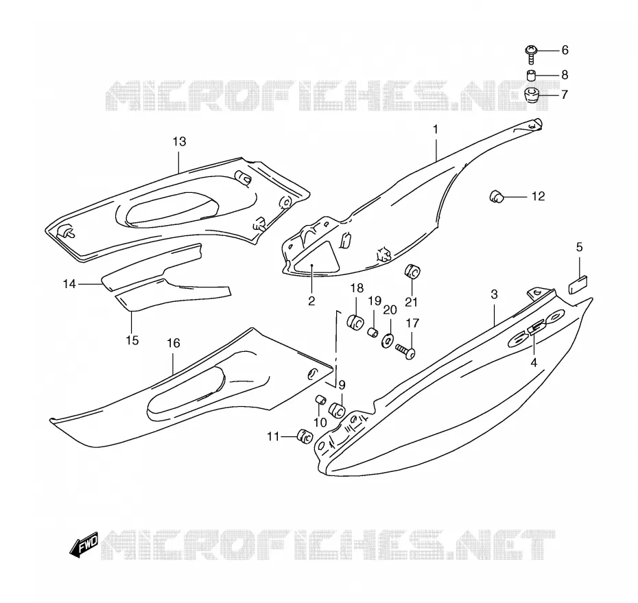 CARENAGES ARRIERE  (MODELE Y) Suzuki MOTO 650 FREEWIND 2001  XF650K1(E2)