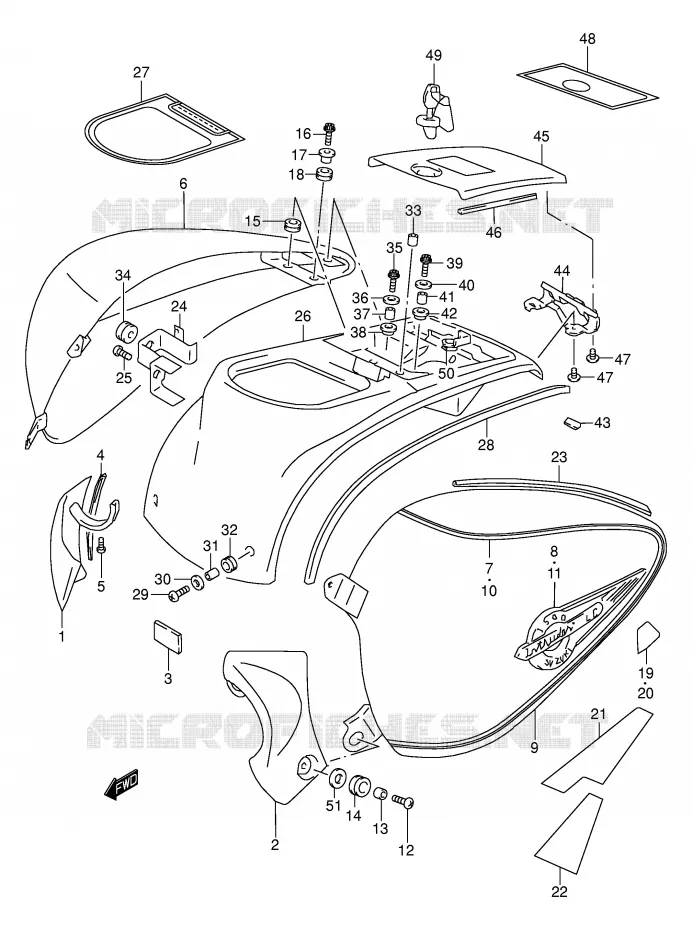 CARENAGES ARRIERE (MODELE K1) Suzuki MOTO 1500 INTRUDER 1998  VL1500W(E2)