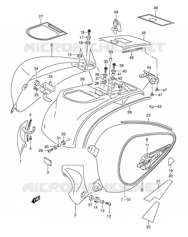 CARENAGES ARRIERE (MODELE K3) Suzuki MOTO 1500 INTRUDER 2000  VL1500Y(E2)