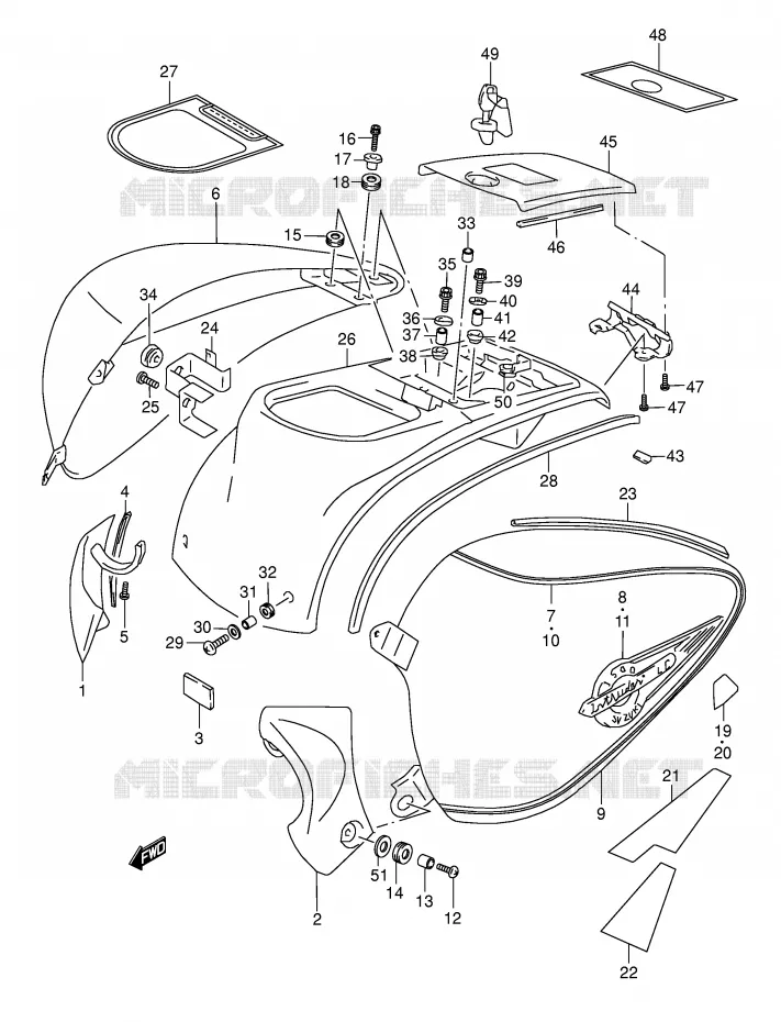 CARENAGES ARRIERE (MODELE Y) Suzuki MOTO 1500 INTRUDER 2002  VL1500K2(E2)