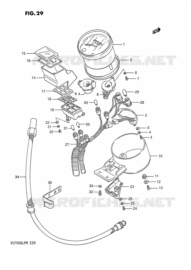 COMPTEUR Suzuki MOTO 750 INTRUDER 1987  VS750GLPH(E28)