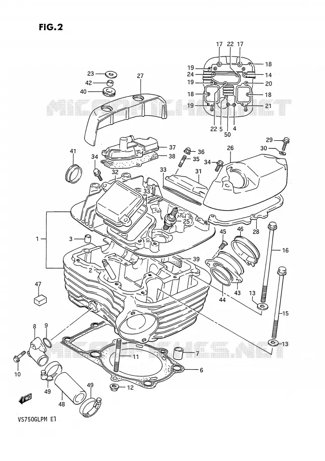 CULASSE (REAR) Suzuki MOTO 750 INTRUDER 1987  VS750GLPH(E1)
