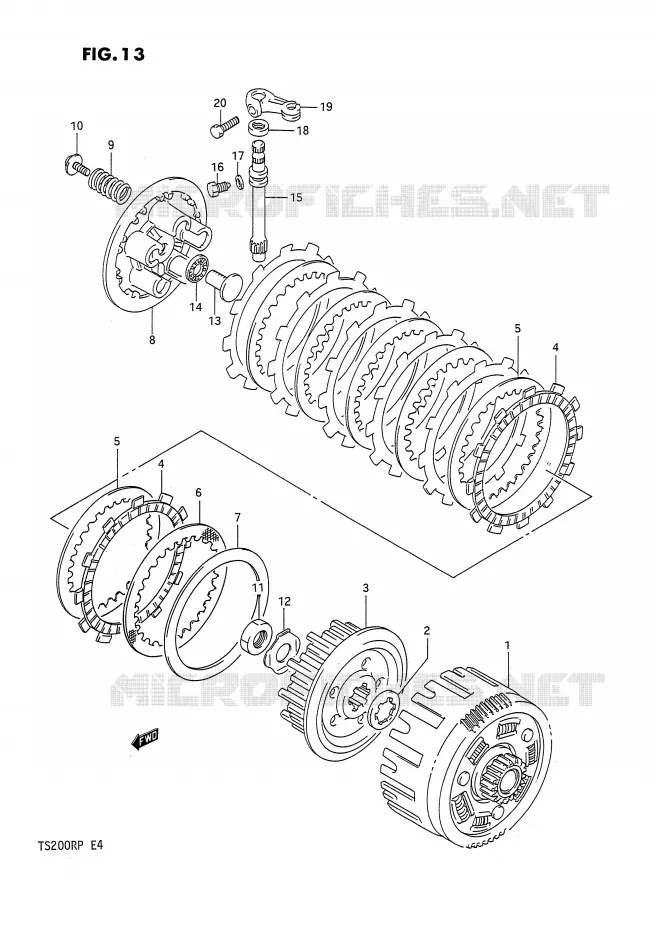 EMBRAYAGE Suzuki MOTO 200 TS-R 1991  TS200RM(E4)