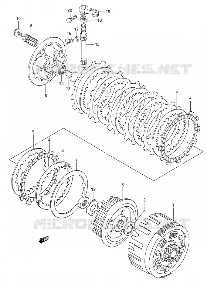 EMBRAYAGE Suzuki MOTO 200 TS-R 1992  TS200RN(E28)