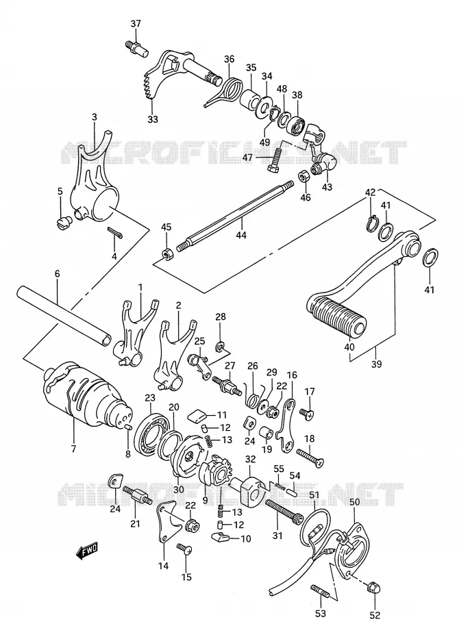 ENSEMBLE DE SELECTION DE VITESSES (MODELE R/S) Suzuki MOTO 1400 INTRUDER 1987  VS1400GLFH(E28)