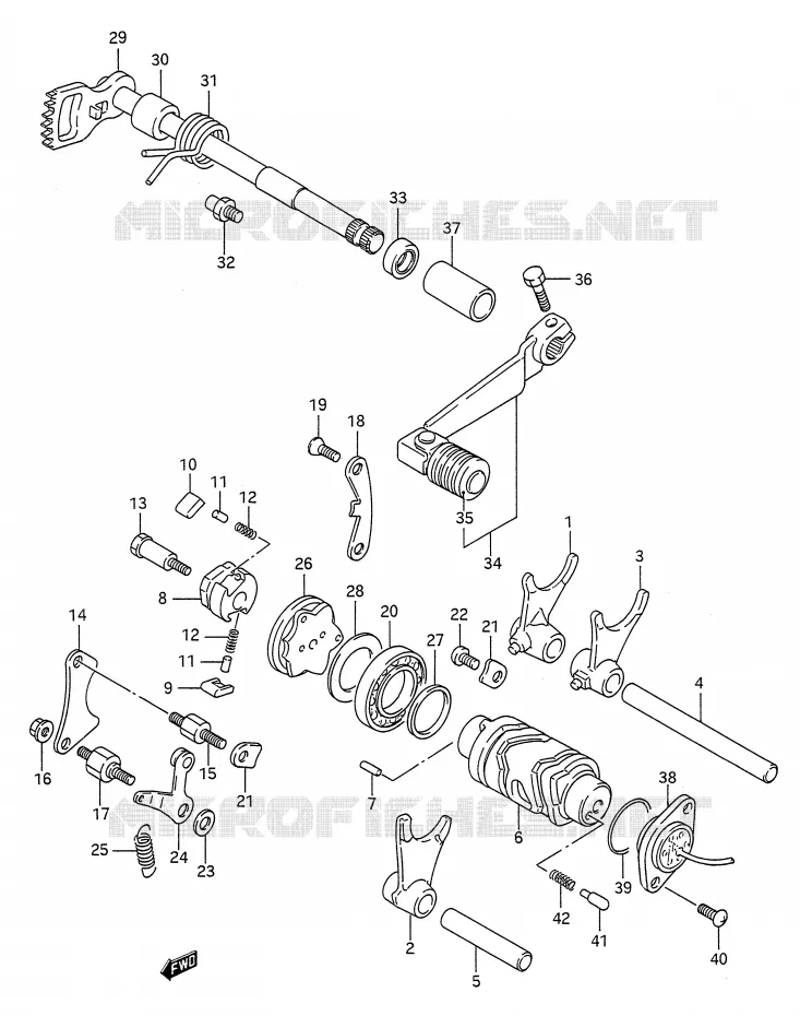 ENSEMBLE DE SELECTION DE VITESSES Suzuki MOTO 200 TS-R 1992  TS200RN(E28)