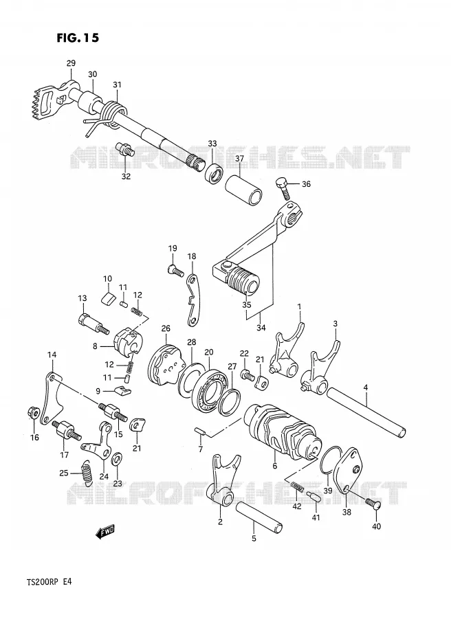 ENSEMBLE DE SELECTION DE VITESSES Suzuki MOTO 200 TS-R 1993  TS200RP(E4)