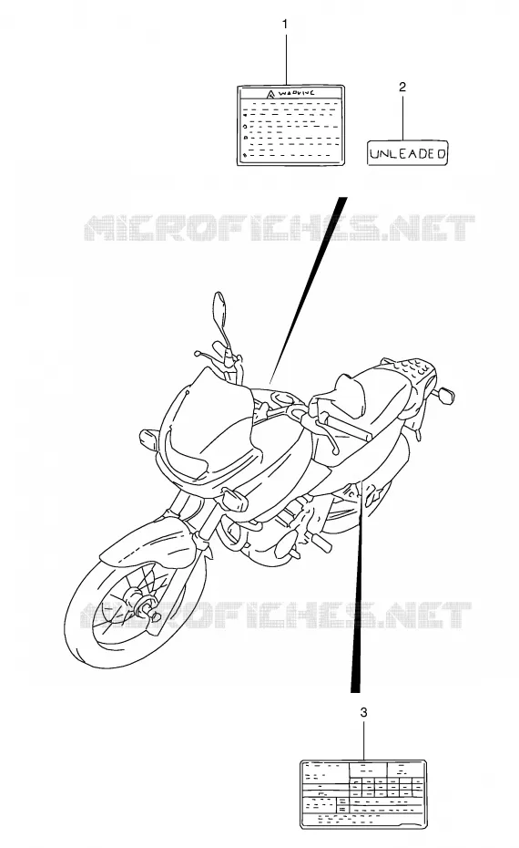 ETIQUETTE (MODELE V/W/X/Y) Suzuki MOTO 650 FREEWIND 1999  XF650X(E2)