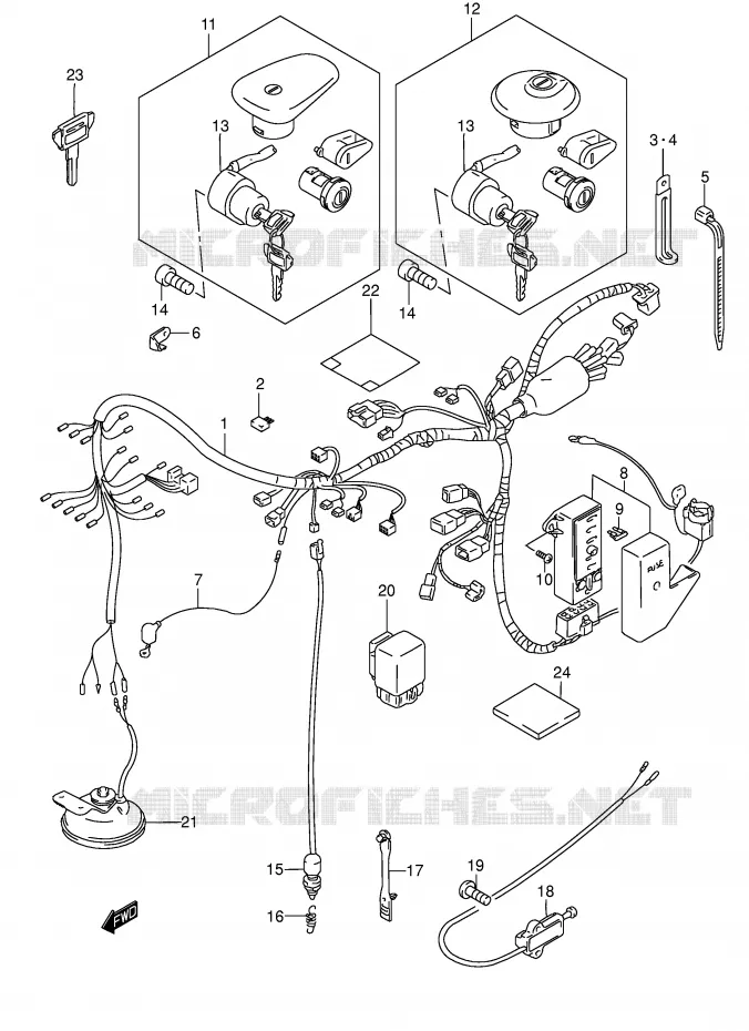 FAISCEAU ELECTRIQUE (MODELE K1/K2/K3) Suzuki MOTO 800 INTRUDER 2004  VS800GLK4(E3/E28)