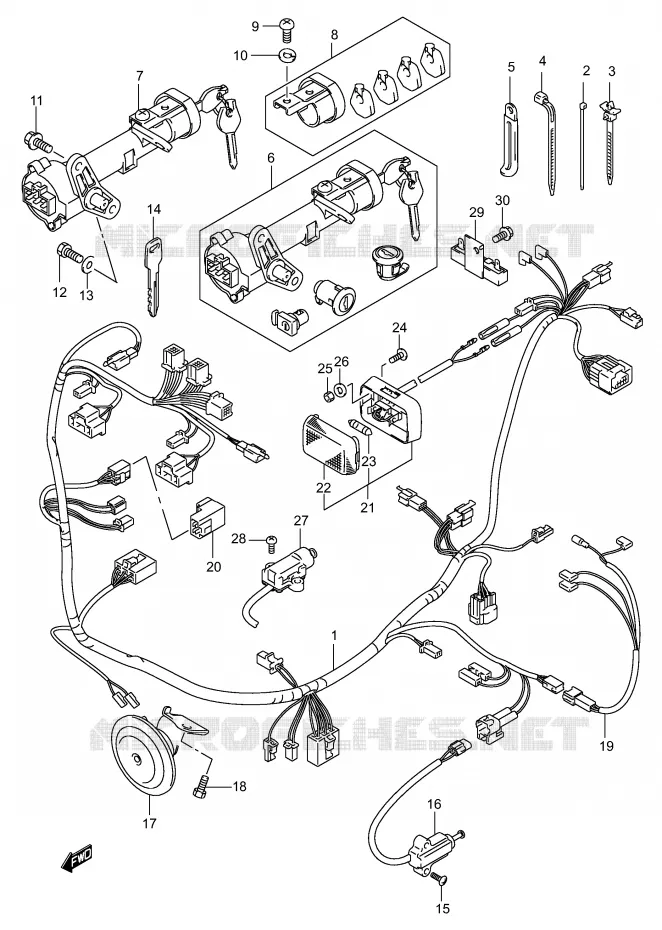 FAISCEAU ELECTRIQUE (MODELE K2/K3) Suzuki SCOOTER 150 BURGMAN 2003  UH150K3(P19)