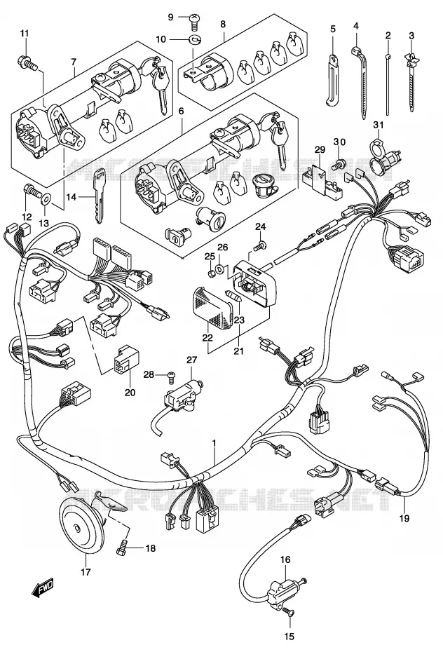 FAISCEAU ELECTRIQUE (MODELE K4/K5) Suzuki SCOOTER 150 BURGMAN 2002  UH150K2(P19)