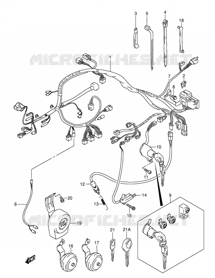 FAISCEAU ELECTRIQUE (MODELE Y/K1/K2) Suzuki MOTO 1500 INTRUDER 1998  VL1500W(E2)