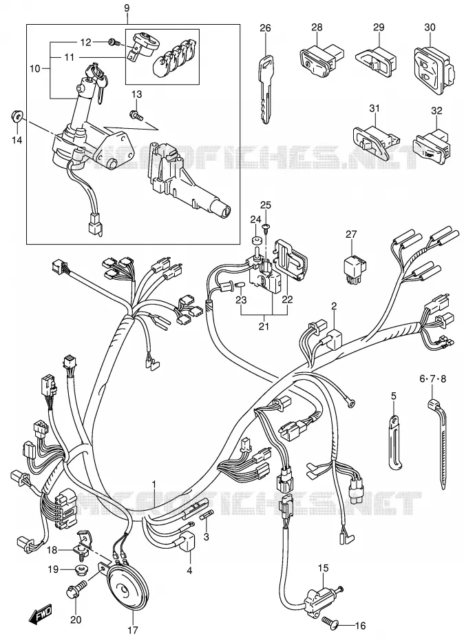 FAISCEAU ELECTRIQUE Suzuki SCOOTER 150 UE 2001  UE150CTK1(P19)