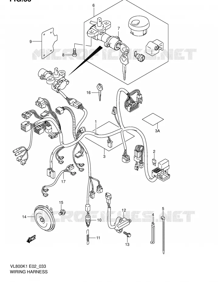FAISCEAU ELECTRIQUE (VL800K1/K2) Suzuki MOTO 800 VOLUSIA 2004  VL800K4(E2)
