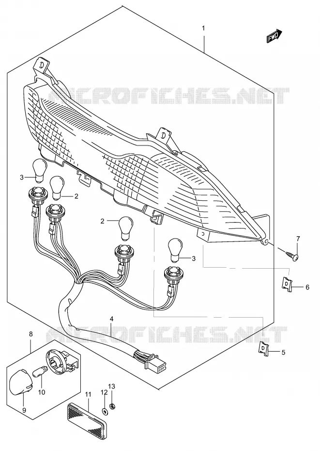 FEU ARRIERE (MODELE K2/K3) Suzuki SCOOTER 150 BURGMAN 2003  UH150K3(P19)