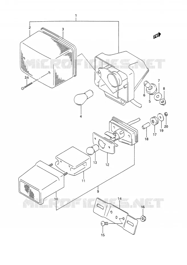 FEU ARRIERE Suzuki MOTO 200 TS-R 1991  TS200RM(E28)