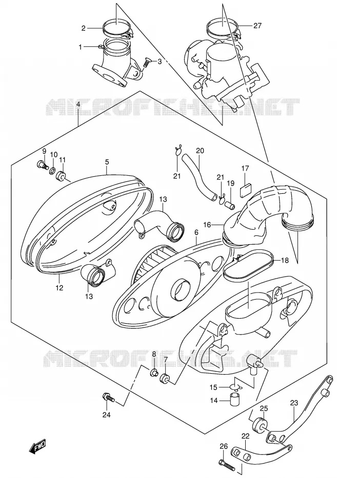 FILTRE A AIR (MODELE K1/K2/K3/K4) Suzuki MOTO 800 VOLUSIA 2002  VL800K2(E2)