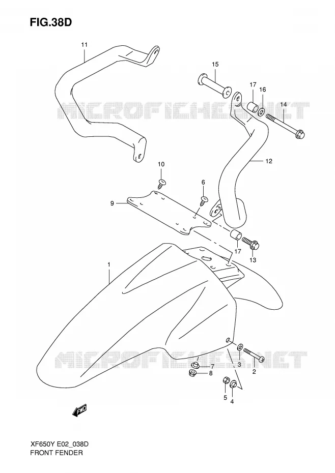 GARDE BOUE AVANT (MODELE K1) Suzuki MOTO 650 FREEWIND 1998  XF650W(E2)