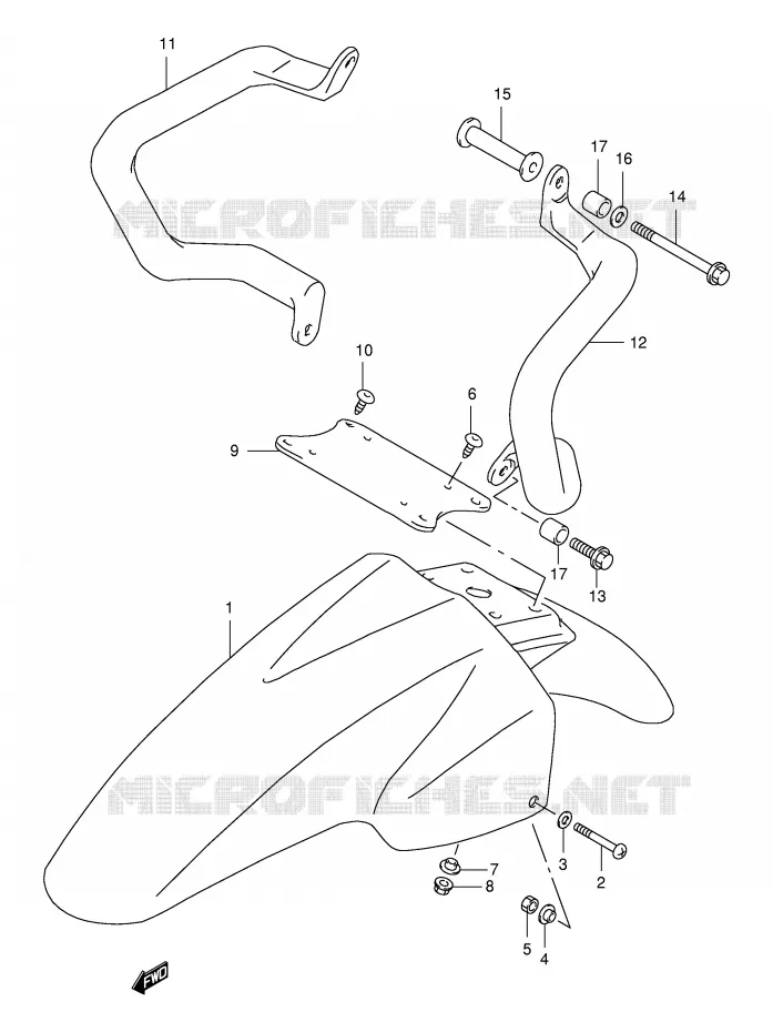 GARDE BOUE AVANT (MODELE W) Suzuki MOTO 650 FREEWIND 1999  XF650UX(E2)