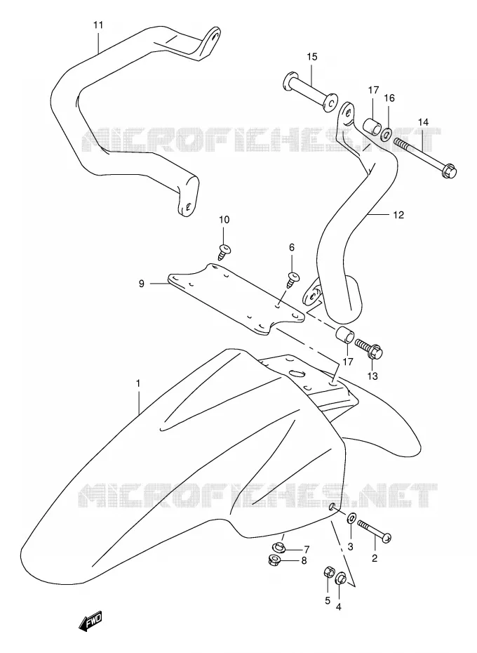 GARDE BOUE AVANT (MODELE X) Suzuki MOTO 650 FREEWIND 2001  XF650UK1(E2)