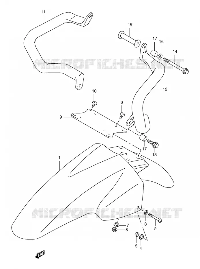 GARDE BOUE AVANT (MODELE Y) Suzuki MOTO 650 FREEWIND 1999  XF650UX(E2)