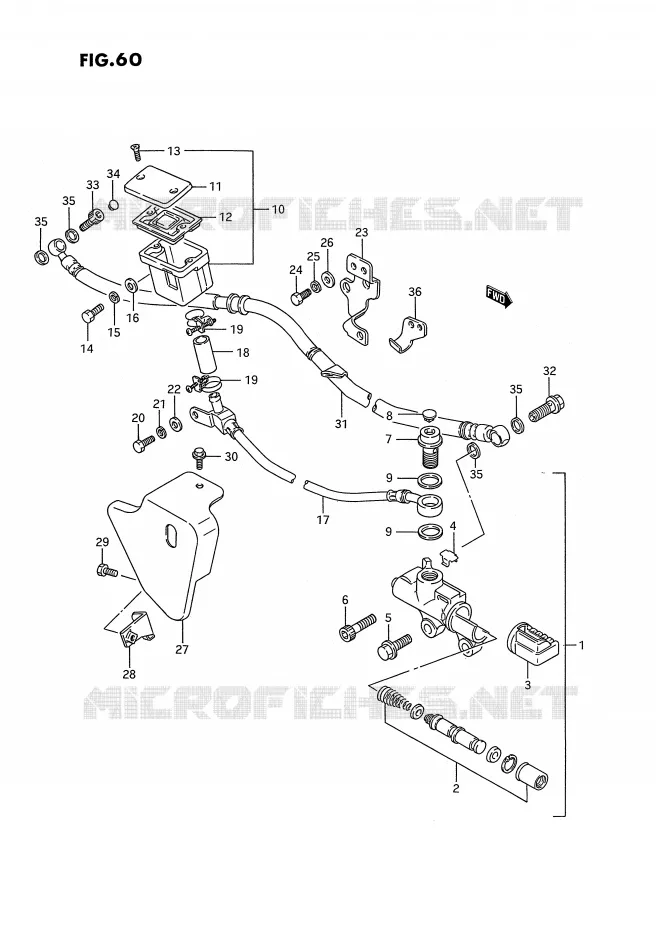 MAITRE CYLINDRE ARRIERE (MODELE H/J/K/L/M/N/P/R) Suzuki MOTO 1400 INTRUDER 1990  VS1400GLPL(E2)