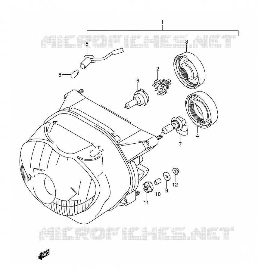 PHARE (MODELE Y/K1 E2,E24) Suzuki MOTO 650 FREEWIND 2000  XF650Y(E2)