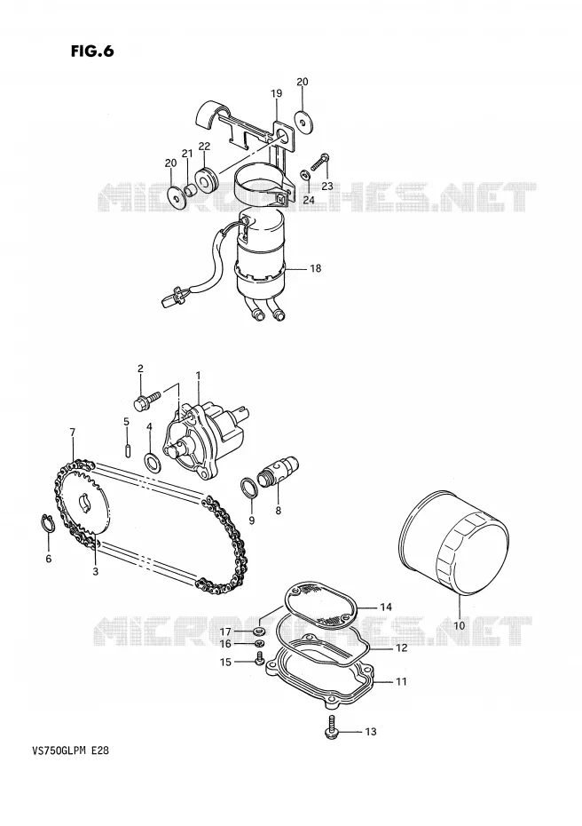 POMPE A HUILE - POMPE A ESSENCE Suzuki MOTO 750 INTRUDER 1990  VS750GLPL(E28)