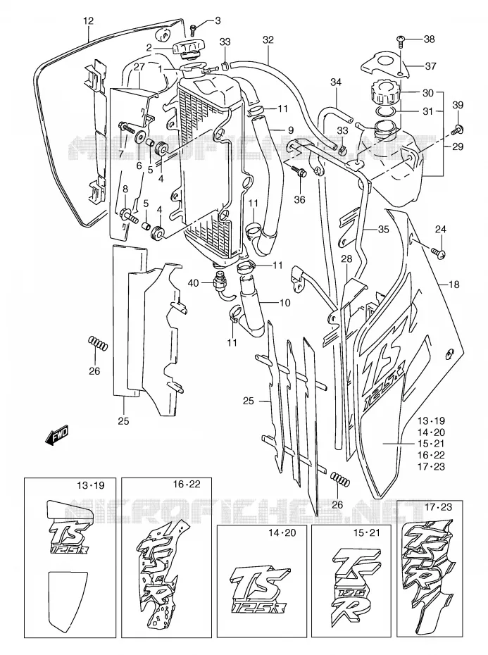 RADIATEUR (MODELE K/L/M/N) Suzuki MOTO 125 TS-R 1992  TS125RN(E2)
