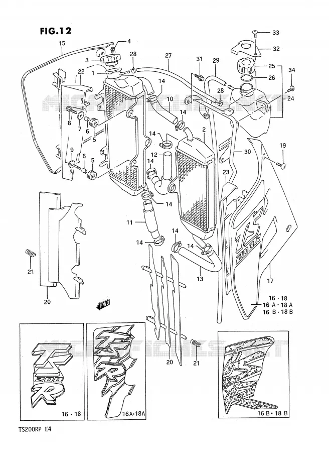 RADIATEUR Suzuki MOTO 200 TS-R 1991  TS200RM(E4)