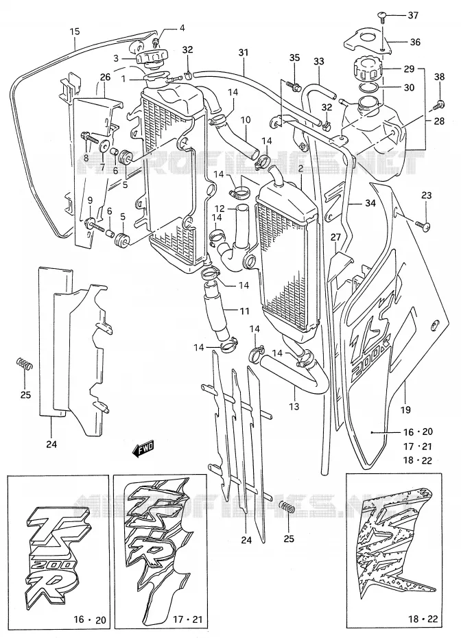RADIATEUR Suzuki MOTO 200 TS-R 1992  TS200RN(E28)