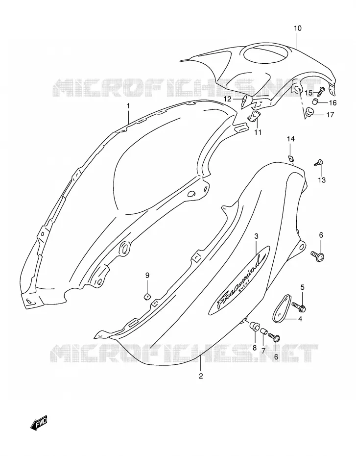 RESERVOIR D'ESSENCE - COUVERCLES (MODELE W) Suzuki MOTO 650 FREEWIND 2001  XF650K1(E2)