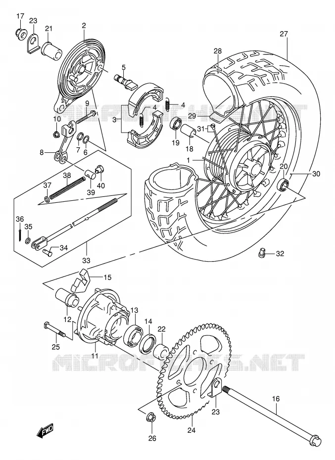 ROUE ARRIERE Suzuki MOTO 125 INTRUDER 2001  VL125K1(E2)