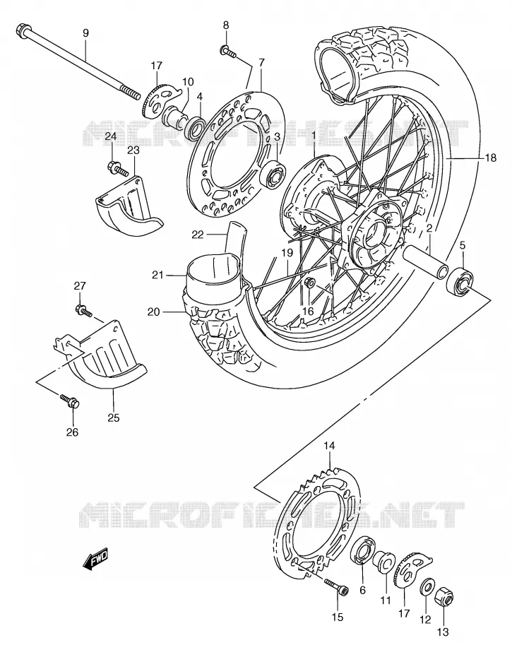 ROUE ARRIERE Suzuki MOTO 125 TS-R 1994  TS125RR(E2)