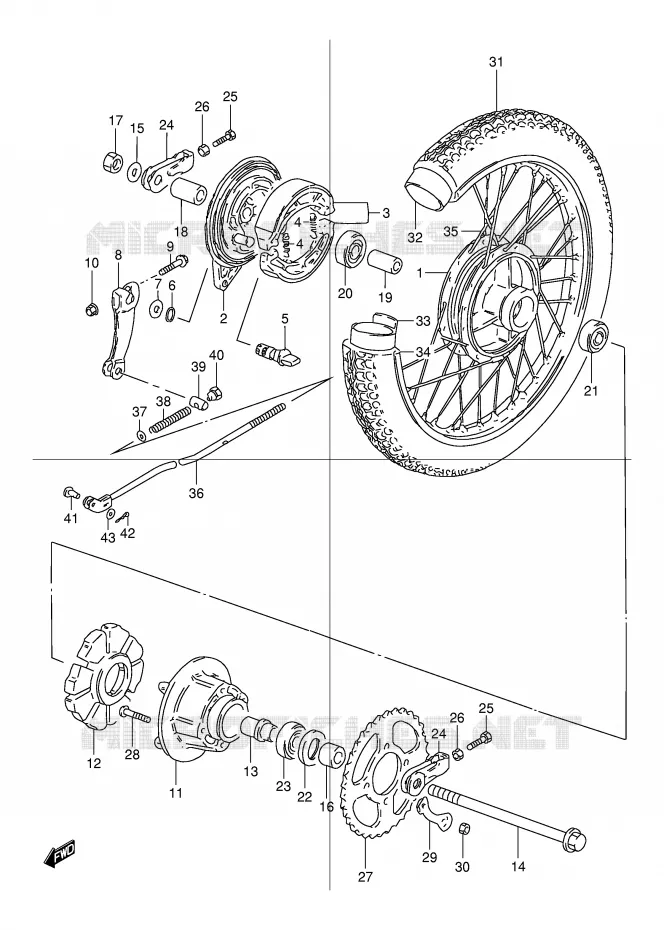 ROUE ARRIERE Suzuki MOTO 125 TU 1999  TU125X(E2)
